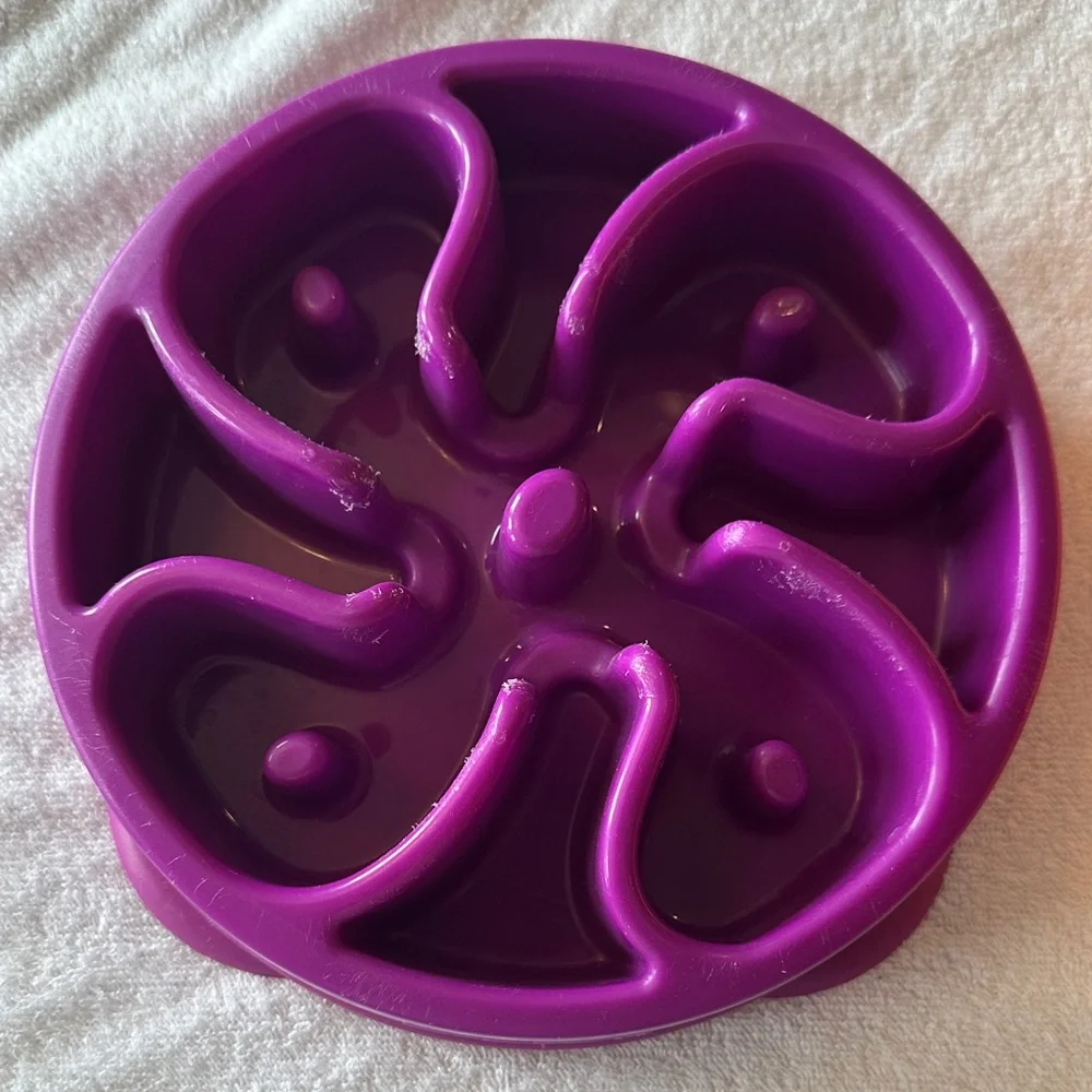 Outward Hound Orange and Purple Spiral Feeder Bowl